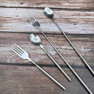 Bán buôn OEM ODM thép không gỉ mở rộng siêu dài xử lý BBQ nướng trái cây món tráng miệng dài dao kéo kính thiên văn ngã ba - Product Image 3