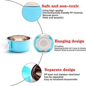 Pet Hang stazionario gabbia per cani ciotole in acciaio inox cane gatto appendere ciotole durevole cucciolo mangiatoia acqua ciotola cibo - Product Image 4