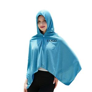 Cape à capuche bleue surdimensionnée hautement absorbante pour la protection contre le soleil et le refroidissement - Product Image 5