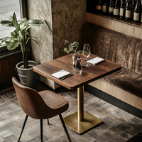 Table de Restaurant Rectangulaire en Bois de Frêne Pieds en Métal Or Antique
