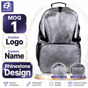 กระเป๋าเป้เชียร์ลีดเดอร์สีดำคลาสสิก ปักโลโก้<span class=keywords><strong>ชื่อ</strong></span>ตามสั่ง ประดับด้วยคริสตัล ซิปสีสันสดใส สำหรับชมรมเชียร์ลีดเดอร์ - Product Image 5