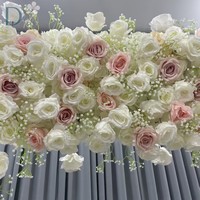 Arche florale carrée réaliste en soie vert crème pour mariage, toile de fond 8FT X 8FT, décoration murale florale pour entrée de réception