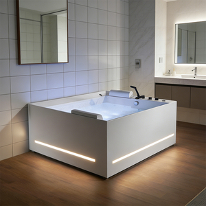 Baignoire intelligente autoportante blanche mate avec jets à bulles d'eau et robinet <span class=keywords><strong>Jacuzzi</strong></span> Intérieur 2 places - Product Image 5