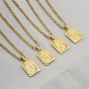 Zogxin Titanium Steel Figaro Chain Letter Pendant Necklace Men 18K Gold Plated Alphabet Charm Fashion Jewelry - Product Image 2