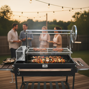 TOSHINE Portable Santa Maria Grill with Adjustable Height Folding <strong>Trolley</strong> Easily Assembled Stainless Steel Charcoal <strong>BBQ</strong> Pit - Product Image 3