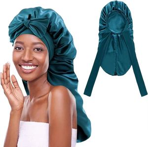 Gorro <span class=keywords><strong>de</strong></span> Satén Largo y Grande HZM-23300, Gorro <span class=keywords><strong>de</strong></span> Dormir <span class=keywords><strong>de</strong></span> Satén Elástico con Cinta Elástica para Mujeres Negras, Gorro para <span class=keywords><strong>Trenzas</strong></span> - Product Image 2