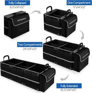 Collapsible <b>Trunk</b> for Car With Insulated Leak Proof Cooler Bag, 3 Compartments Suv Cargo Organizer Removable Dividers Custom - Product Image 2