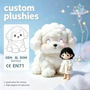 Peluche Chiot <span class=keywords><strong>Blanc</strong></span> Moelleux en Gros, Animal en Peluche Bouclé Super Doux, Fourniture en Vrac pour Décoration de Crèche - Product Image 1