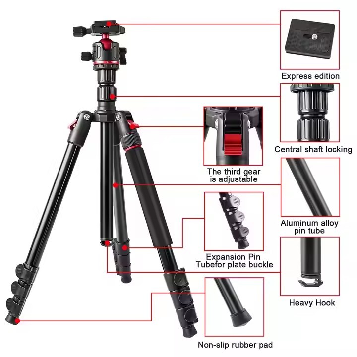 Zomei Q173 Aluminum Camera Tripod – Professional DSLR Monopod with Ball Head Support Stand - View 3
