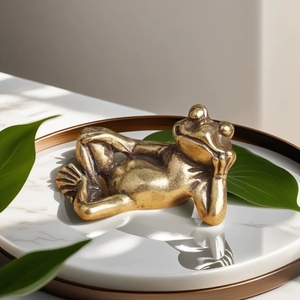Patung Katak Hewan Kuningan Mini Retro LUCKY, Ornamen Lucu untuk Rumah atau Kantor, Patung Dekoratif yang Indah - Product Image 1