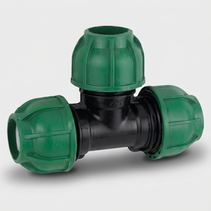 Raccord en T égal en polypropylène vert, connecteur à compression, filetage lisse en pouces, disponible en OEM pour l'irrigation de l'eau - Product Image 1