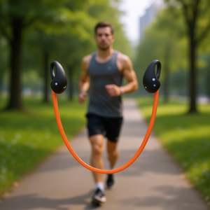 CJEJ2415311 Auriculares inalámbricos con banda para el cuello Bluetooth V4.1 Resistentes al sudor 8 horas de reproducción con micrófono Luz LED Naranja - Product Image 2