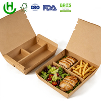 Hongchang Custom Kraft Papieren Snackdoos Met Sleufsluiting, Vetwerend, Bedrukt, Voedselverpakkingsdoos voor Afhaal- en Restaurantgebruik