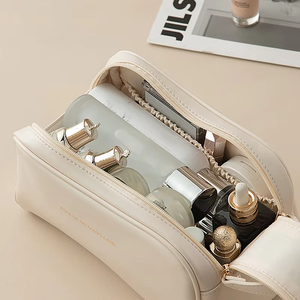 맞춤형 더블 지퍼 핸드 파우치 메이크업 가방 PU 방수 휴대용 여행 세면 용품 주최자 화장품 가방 - Product Image 6