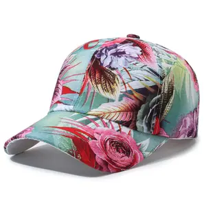 6 paneles 100% poliéster unisex barato personalizado impreso todo estampado floral flor sublimación impresión de transferencia gorras de béisbol