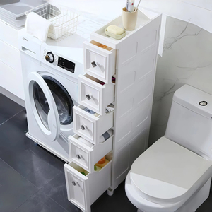 Mobiletto Salvaspazio Sottile da 18 cm, Cassettiera in Plastica Stretta, Cassettiera Multistrato, Organizzatore per Bagno - Product Image 3