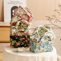 Panier de rangement pliable en tissu floral, petit organisateur portable pour sous-vêtements, jouets, cosmétiques, respirant, pour placard domestique