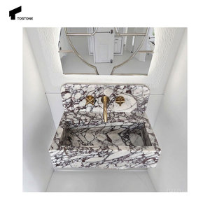 Tostone fabbrica-su misura a parete Viola mobili di lusso lavelli in marmo naturale per lavabo bagno decorazione Vanity - Product Image 5