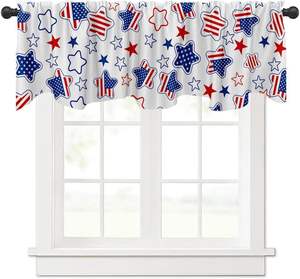 Cortina de volantes con diseño de mariposa patriótica para el Día de la Independencia, roja, blanca y azul, cortinas cortas para cocina - Product Image 4