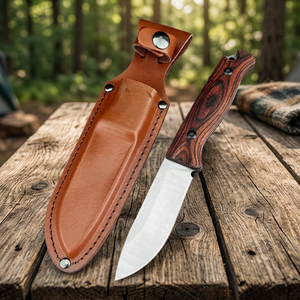 1503-5 Pasha Enterprises OEM DIY Outdoor Camping Hunting Drop Point 9Cr13Mov Stainless Steel Blade 4MM Thickness 21.6CM Wood - Product Image 3