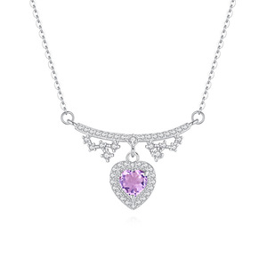 Colliers pendentifs en cristal de pierre précieuse naturelle taille cœur 5 mm, 9 pierres fines, en argent sterling 925, cadeau de vacances pour femme - Product Image 1