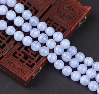 Perles Rondes en Calcédoine Naturelle, Agate Blue Lace et Agate Violette pour la Fabrication de Bijoux et la Conception Artisanale
