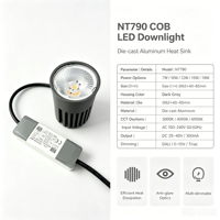 Ampoule LED COB, module lumineux LED sans scintillement, 12 W, encastré pour hôtel, GU10 MR16, corps en aluminium