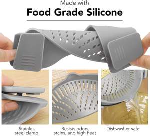 Passoire pliable en silicone pour pâtes, ustensile de cuisine, passoire à clipser en silicone pour pâtes, viande, légumes, fruits, casseroles et poêles - Product Image 2