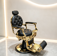 Fauteuil de Barbier Hydraulique Antique Confortable avec Revêtement Capitonnée et Inclinable – Équipement de Rasage pour Hommes – Chaise de Barbier pour Salon de Coiffure