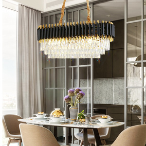 Lampadario a sospensione moderno nordico rotondo TYSON in cristallo K9 di lusso, nero e oro, con luci LED per interni, lampada a sospensione per la casa - Product Image 3