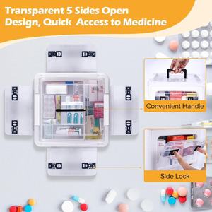 18QT Medicine Storage <b>Box</b> with Handles Large Capacity First Aid <b>Box</b> Clear Medical Supply Organizer with <b>Removable</b> Tray - Product Image 2