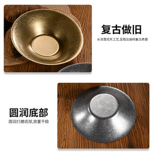 จานพาสต้าสแตนเลสสตีลวินเทจ ทรงลึก กลม สีพื้น สไตล์อินดัสเทรียล จานอาหารตะวันตก สำหรับโรงแรม งานเลี้ยงกาแฟ ชา - Product Image 4