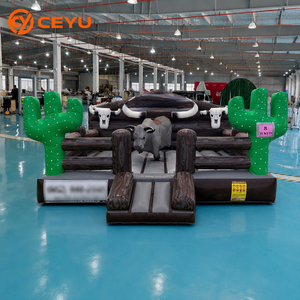 Ceyu Arena Inflable Mecánica de Toro Vaquero con Diseño de Cactus del Desierto Occidental, Brincolín Marrón para Niños y Adultos, Alquiler para Fiestas, Venta al por Mayor - Product Image 1