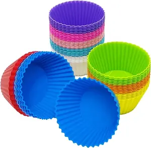 Moules de Cuisson de Cupcake à Muffin en Silicone Rond Antiadhésif Réutilisable Sans BPA de Qualité Alimentaire de Noël Doublures de Cupcake en Silicone