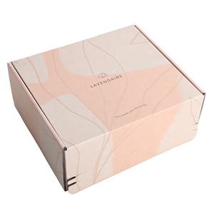 صندوق شحن بريدي من الورق المقوى المموج للعناية بالبشرة، صديق للبيئة، بلون وردي، مع شعار مخصص - Product Image 3