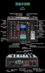 Recordio GAX-SK4 专业4通道内置声卡数字反馈抑制器24位<span class=keywords><strong>DSP</strong></span> 6效果电脑音频 - Product Image 2