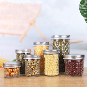 hot sale wide mouth diamond pattern glass mason jar with lid bulk order for jam jelly