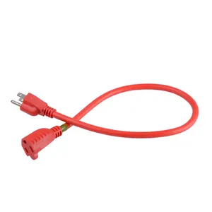 12inch ( 1FT ) Long Indoor Extension Cord with ETL/cETL Certification, 16/3 AWG SJTW Cord Power Extension Cord