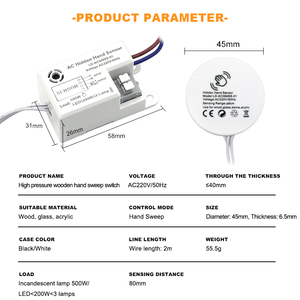 Ẩn gắn AC220V Bảng gỗ Tủ ánh sáng tay quét hồng ngoại cảm biến chuyển đổi cho gỗ thủy tinh nhựa Acrylic - Product Image 2