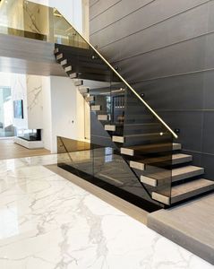 <span class=keywords><strong>Kit</strong></span> <span class=keywords><strong>Scala</strong></span> Sospesa Facile da Installare Fai-da-Te, con Travi in Metallo Durevoli e Gradini in Legno per Ville e Appartamenti - Product Image 2