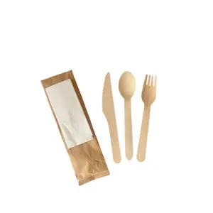 Fornecedor de fábrica talheres de madeira alimentos descartáveis incluem colher garfo faca