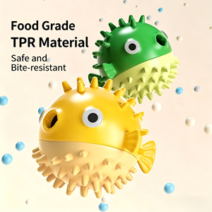 Jouet à mâcher pour <span class=keywords><strong>chien</strong></span> en TPR de qualité alimentaire, forme de poisson-bouffant, indestructible, distributeur de friandises, haute résilience, nettoyage des dents, dessin animé classique - Product Image 2