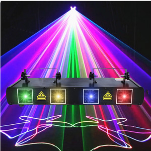 Luci per Feste di Natale, Laser DJ <span class=keywords><strong>Disco</strong></span> a 4 Fasci DMX con Controllo Vocale, Luci Ambientali Stroboscopiche, 90-240V, 2000-82000 Lumen - Product Image 1