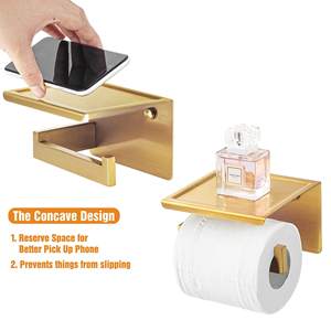 Portarrollos de Papel Higiénico de Acero Inoxidable Negro SS201, Soporte para Toallas, Portarrollos de Papel Higiénico para Baño, Estante para Teléfono Móvil, Cocina - Product Image 6