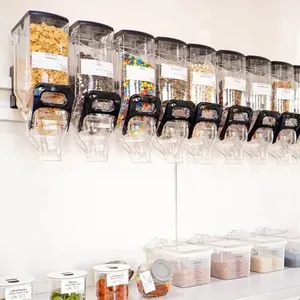 Ecobox Dispenser Plastik Gravitasi Komersial BPA, Dispenser Makanan Massal untuk Tampilan Kacang Kopi Permen Sereal