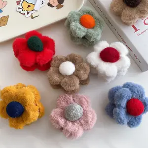 Fluffy Flower Hair Claw Clip Women Winter Fall Hair Accessory