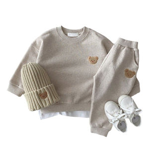 Conjunto de ropa de bebé de algodón agradable a la piel, sudaderas con capucha bordadas de oso y pantalones largos, <span class=keywords><strong>2</strong></span> uds., sudadera para niños y niñas, traje para recién nacidos - Product Image 2