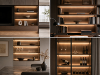 Solution d'éclairage pour étagères d'hôtel, bibliothèques, armoires à vin – Lampe LED minimaliste à montage arrière, éclairage d'ambiance YB1036-43