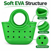 Sac fourre-tout perforé en EVA 29x16x19cm avec poignée découpée ronde, imperméable, à ouverture supérieure, pour la plage, les voyages, le quotidien, vente en gros