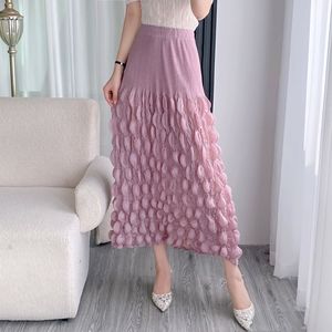 PY New Arrival Fashion Elegant Miyake Pleated Skirt Women 3D Bubble Pleated High Waist Flared Maxi Skirt Wholesale Bulk Clothing - Product Image 2